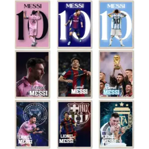 ALAYRA Messi Poster Wall Art Football Superstar Posters For Walls Sports Prints For Boys Bedroom Home Decor Office Decor(Unframe 12x18inch 9PCS) 01