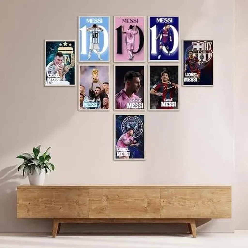 ALAYRA Messi Poster Wall Art Football Superstar Posters For Walls Sports Prints For Boys Bedroom Home Decor Office Decor(Unframe 12x18inch 9PCS) 01 - Image 3