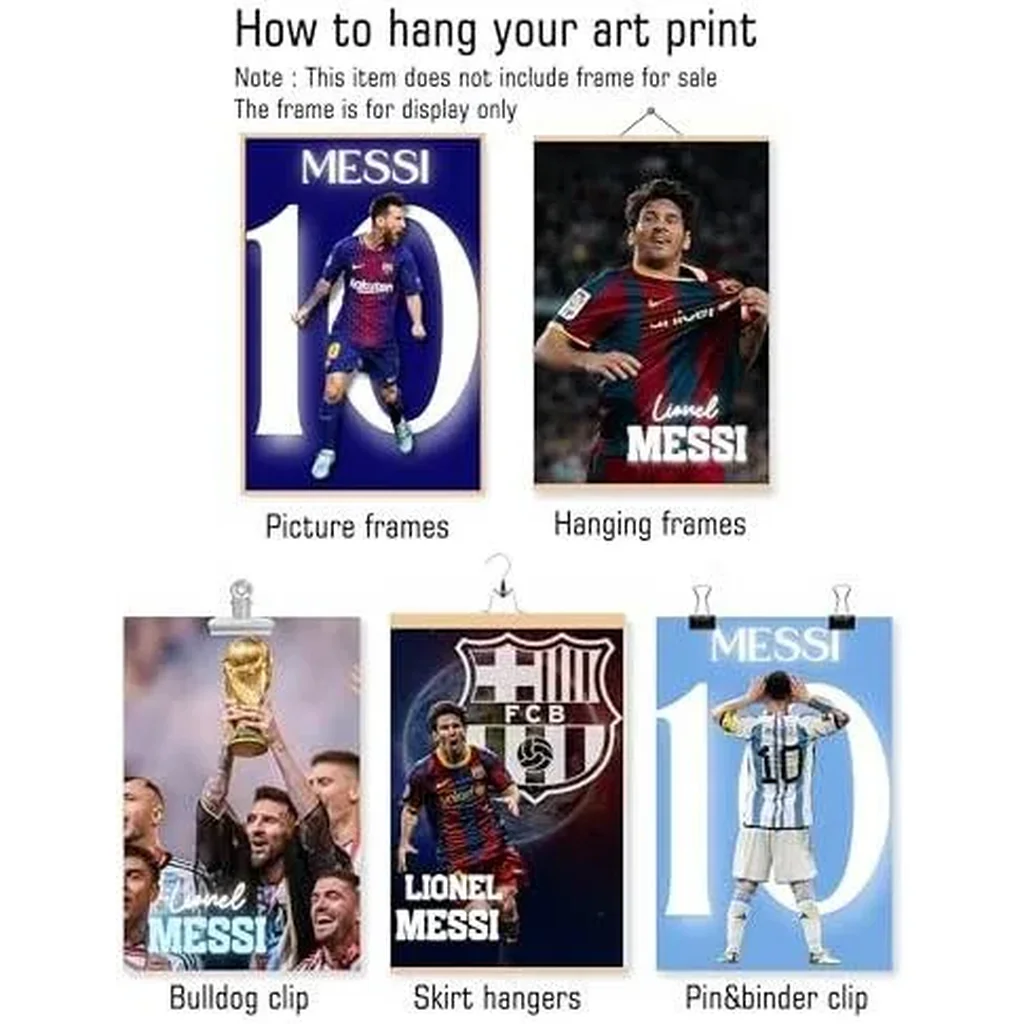 ALAYRA Messi Poster Wall Art Football Superstar Posters For Walls Sports Prints For Boys Bedroom Home Decor Office Decor(Unframe 12x18inch 9PCS) 01 - Image 4