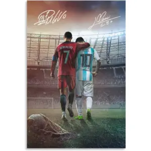 ALAYRA Messi Ronaldo Poster 1 Canvas Poster Unframed 12x18 inches (30x45 cm) 01