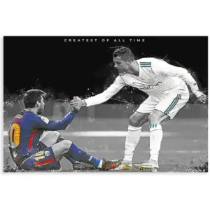 ALAYRA Messi, Ronaldo Poster Soccer Picture Canvas Wall Art Decor Print Picture Paintings for Living Room Bedroom Decoration Unframe12x18inch(30x45cm) 01