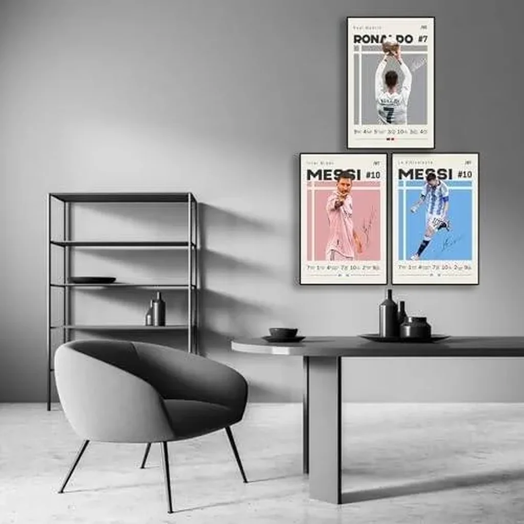 ALAYRA Messi, Ronaldo, Mbappe, Haaland, Neymar Soccer Canvas Posters Wall Art Print Set of 6 Gifts for Boys Living Room Bedroom Decor Unframed 8x12inch 01 - Image 3