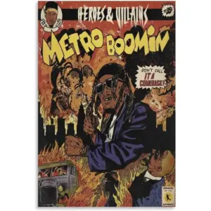 ALAYRA Metro Boomin Heroes & Villains Album Comic Music Poster for Room Aesthetic Canvas Wall Art Bedroom, Living Room (Unframe 08, 12x18 inch) 01
