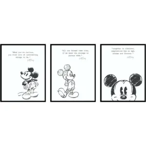 ALAYRA Mickey Mouse Bedroom Decor - Mickey Mouse Quotes, Mickey Mouse Wall Decor, Mickey Mouse Poster, Vintage Mickey Mouse Prints - 3 Pack (8x10) Unframed 01