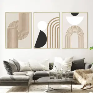 ALAYRA Mid Century Boho Wall Art Minimalist Modern Line Art Abstract Geometric Boho Prints Wall Art Unframed Modern Art for Bedroom Living Room Office Wall Decor (12x16 Inch, Set of 3) 01