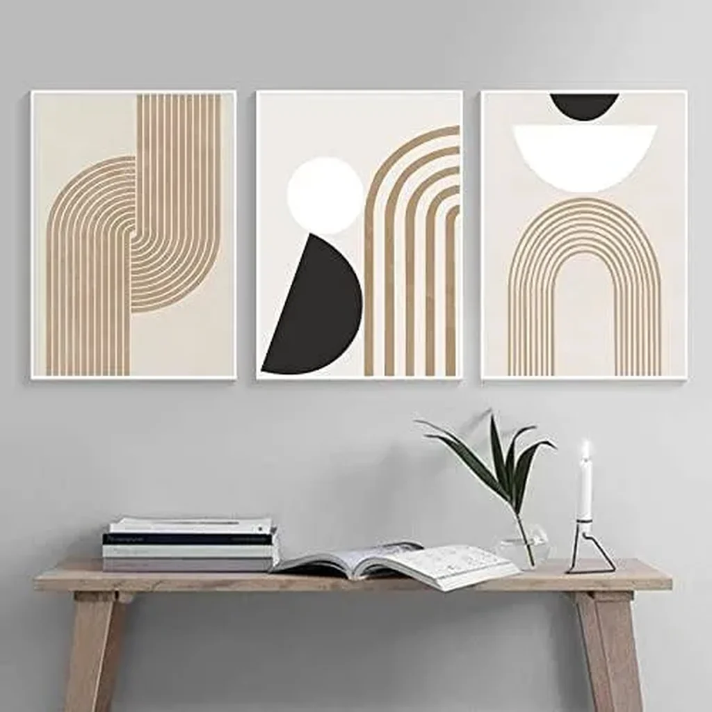 ALAYRA Mid Century Boho Wall Art Minimalist Modern Line Art Abstract Geometric Boho Prints Wall Art Unframed Modern Art for Bedroom Living Room Office Wall Decor (12x16 Inch, Set of 3) 01 - Image 3