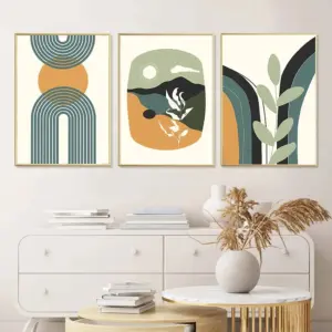 ALAYRA Mid Century Boho Wall Art Prints Set of 3 Abstract Modern Landscape Wall Art Minimalist Boho Line Art Wall Decor Unframed Geometric Artwork Poster for Living Room Bedroom Office 16x24 Inch 01