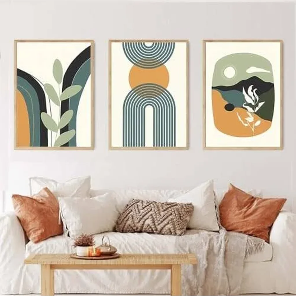 ALAYRA Mid Century Boho Wall Art Prints Set of 3 Abstract Modern Landscape Wall Art Minimalist Boho Line Art Wall Decor Unframed Geometric Artwork Poster for Living Room Bedroom Office 16x24 Inch 01 - Image 2