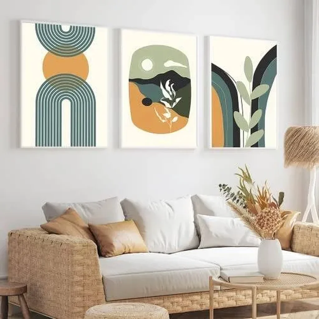 ALAYRA Mid Century Boho Wall Art Prints Set of 3 Abstract Modern Landscape Wall Art Minimalist Boho Line Art Wall Decor Unframed Geometric Artwork Poster for Living Room Bedroom Office 16x24 Inch 01 - Image 4