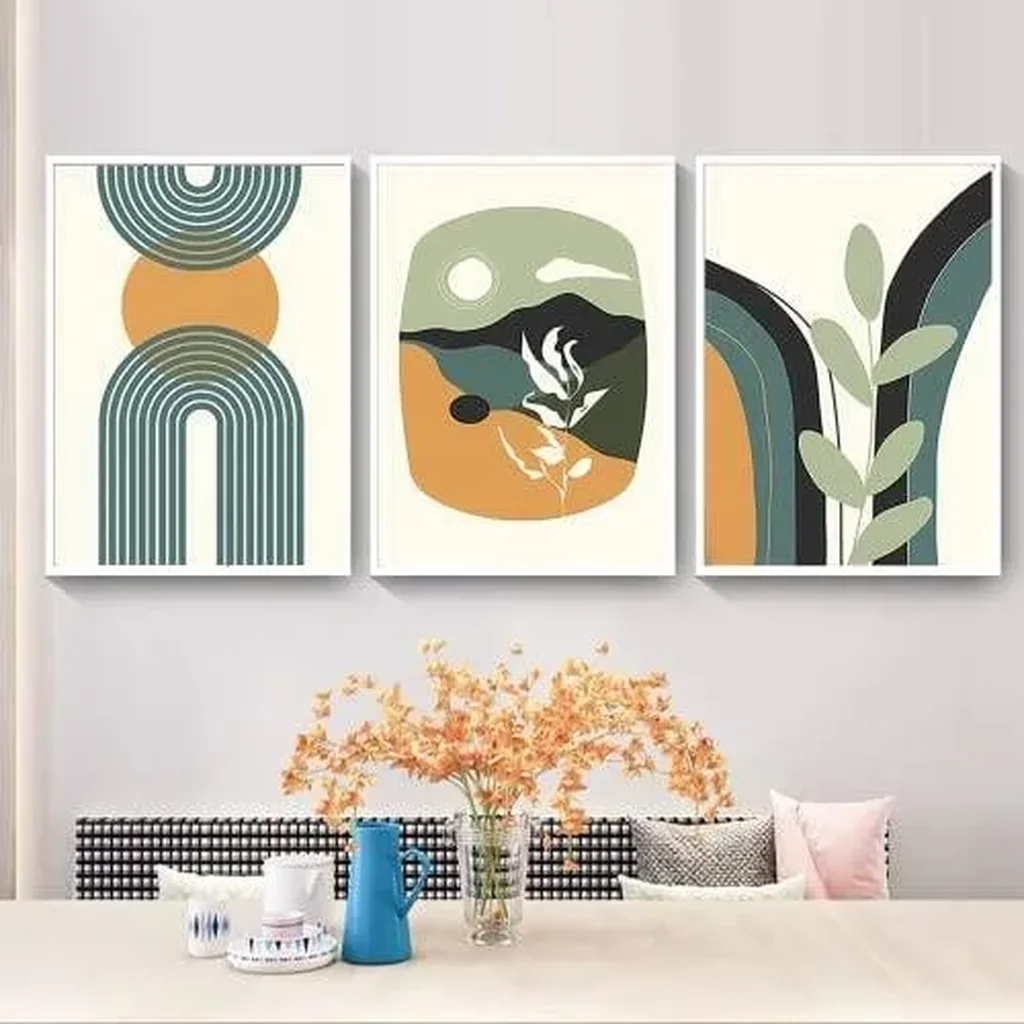 ALAYRA Mid Century Boho Wall Art Prints Set of 3 Abstract Modern Landscape Wall Art Minimalist Boho Line Art Wall Decor Unframed Geometric Artwork Poster for Living Room Bedroom Office 16x24 Inch 01 - Image 6