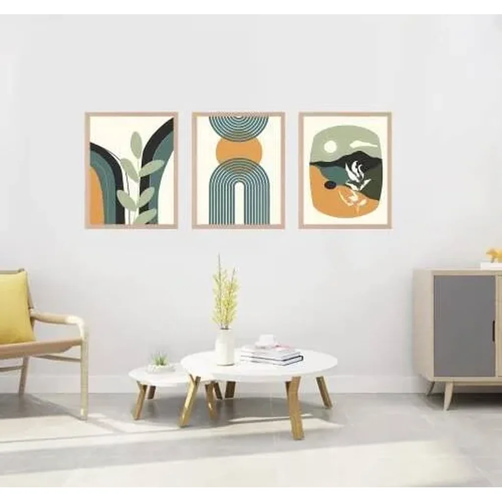 ALAYRA Mid Century Boho Wall Art Prints Set of 3 Abstract Modern Landscape Wall Art Minimalist Boho Line Art Wall Decor Unframed Geometric Artwork Poster for Living Room Bedroom Office 16x24 Inch 01 - Image 7