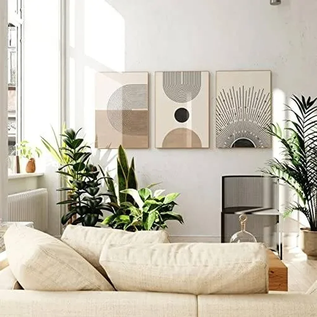 ALAYRA Mid Century Modern Wall Art Set of 3 Neutral Boho Art Prints Abstract Geometric Wall Art Picture Black Beige Minimalist Painting Canvas Artwork for Living Room Bedroom 16x24 Inch UNFRAMED 01 - Image 4