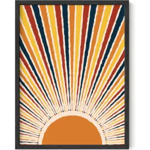 ALAYRA Mid Century Modern Wall Art Sun Art Print - Bohemian Wall Art Mid Century Modern Wall Decor Sun Poster Sun Picture and Sun Wall Art Bohemian Posters UNFRAMED 12" X 16" (Sun Rays) 01