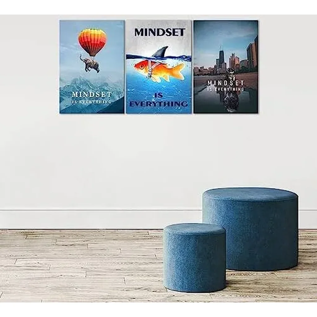 ALAYRA Mindset is Everything - Motivational Wall Art - Inspirational Mindset Entrepreneur Posters Prints Framed Artwork for Office Gym Decor Ready to Hang 01 - Image 2