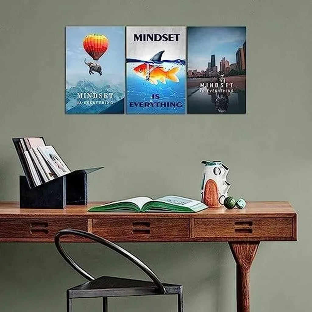 ALAYRA Mindset is Everything - Motivational Wall Art - Inspirational Mindset Entrepreneur Posters Prints Framed Artwork for Office Gym Decor Ready to Hang 01 - Image 3