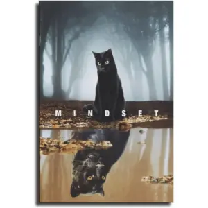 ALAYRA Mindset is Everything Wall Art Black Cat Creepy Misty Forest Motivational Poster Canvas Prints Modern Artwork Unframed (16x24inch, Mindset 19) 01