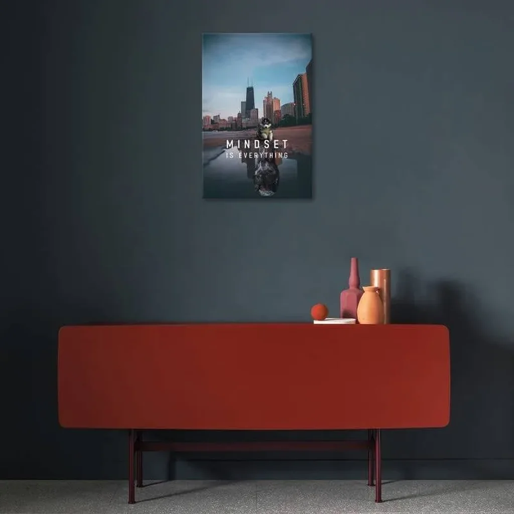 ALAYRA Mindset is Everything Wall Art -Inspirational Wolf Canvas Wall Art - Mindset Positive Affirmations and Gym Motivational Decor for Home and Office(12" W x 18" H) 01 - Image 2