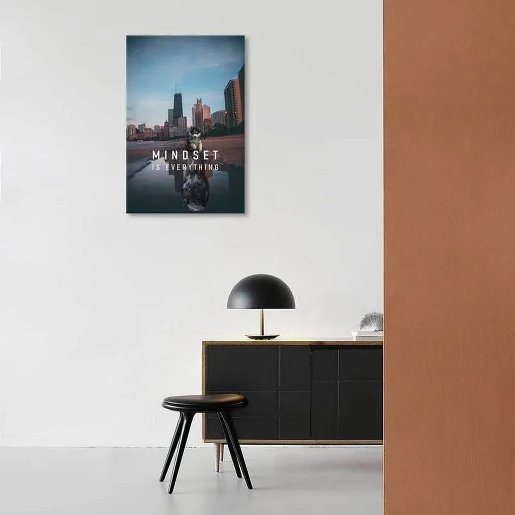 ALAYRA Mindset is Everything Wall Art -Inspirational Wolf Canvas Wall Art - Mindset Positive Affirmations and Gym Motivational Decor for Home and Office(12" W x 18" H) 01 - Image 3