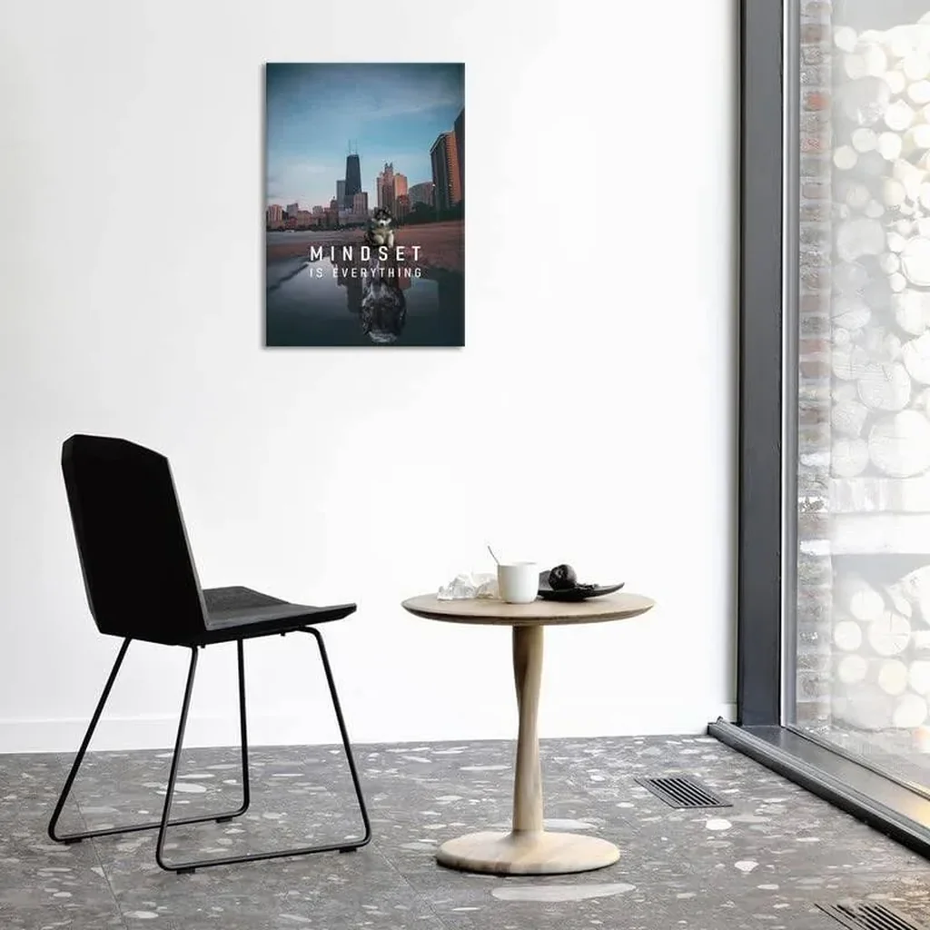ALAYRA Mindset is Everything Wall Art -Inspirational Wolf Canvas Wall Art - Mindset Positive Affirmations and Gym Motivational Decor for Home and Office(12" W x 18" H) 01 - Image 4