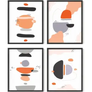ALAYRA Minimal Abstract Art Posters Set of 4 Geometric Art Abstract Posters Modern Art Posters Abstract Wall Decor Minimal Art Aesthetic Posters for Room, 8" x 10" UNFRAMED 01