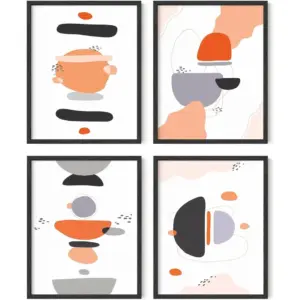 ALAYRA Minimal Abstract Art Set of 4 Modern Geometric Prints, Aesthetic Abstract Wall Decor, Minimalist Art Posters for Any Room (Unframed, 11x14) 01