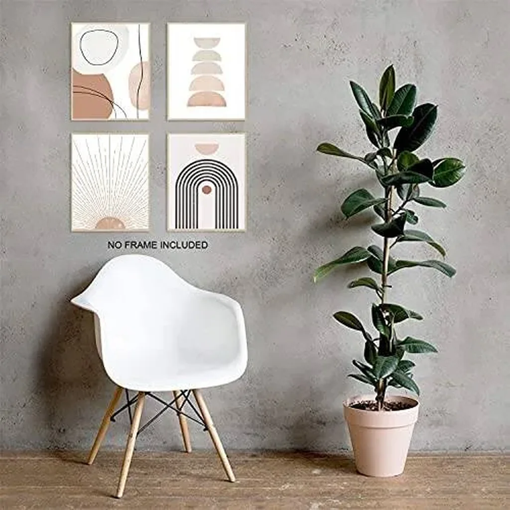 ALAYRA Minimalist Boho Wall Art Mid Century Modern Decor Geometric Sun Rising Beige Decor Abstract Wall Art Boho Prints Modern Art Wall Decor (8x10inch UNFRAMED) 01 - Image 3