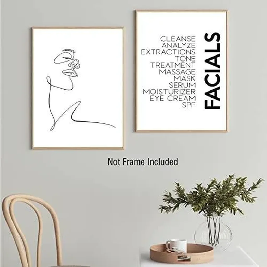 ALAYRA Minimalist Wall Art Prints Black and White Abstract Line Art Facials Quotes Wall Art Spa Beauty Decor Woman Face Sketch One Line Drawing Wall Art Unframed (12x16Inch Unframed) 01 - Image 3