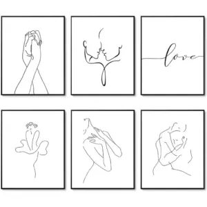 ALAYRA Minimalist Wall Art Prints Black and White Love Line Art Wall Decor Abstract Canva Wall Art Pictures Art Posters for Living Room Bedroom Decor (11"x14" UNFRAMED) 01