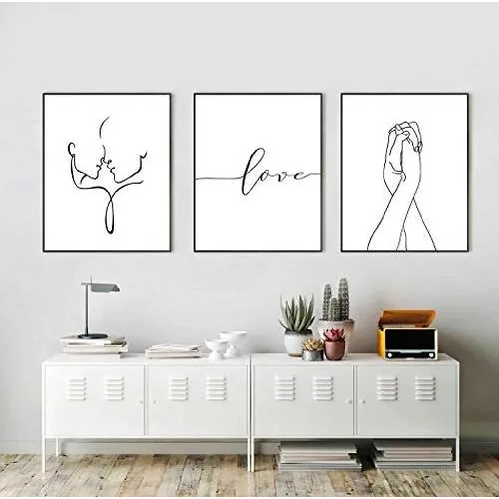 ALAYRA Minimalist Wall Art Prints Black and White Love Line Art Wall Decor Abstract Canva Wall Art Pictures Art Posters for Living Room Bedroom Decor (8"x10" UNFRAMED) 01 - Image 4