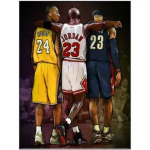 ALAYRA Mj Lebron and Kobe Bryant Poster Basketball Legend Canvas Wall Art Print Basketball Poster for Men Boy Room Decor Home Office Decor Unframed (kobe and MJ, 12x16inch/30x40cm) 01