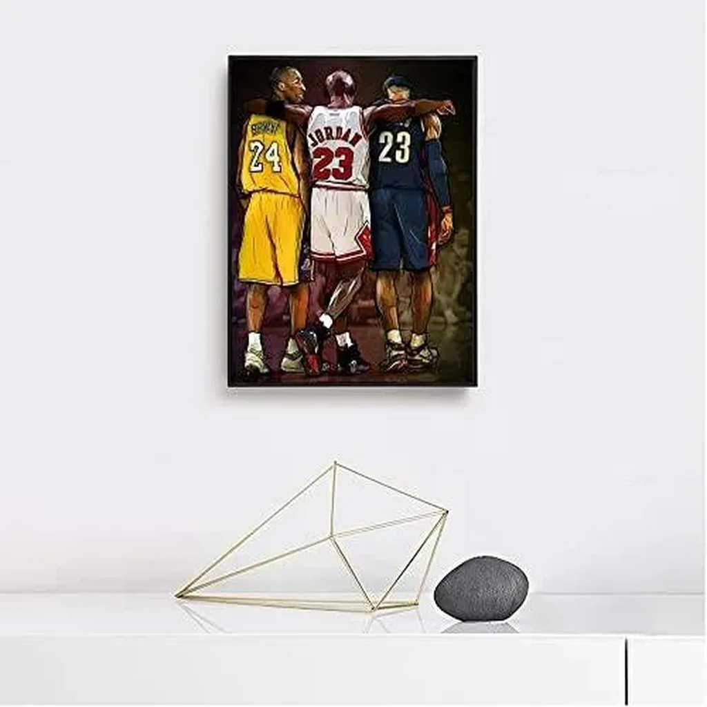 ALAYRA Mj Lebron and Kobe Bryant Poster Basketball Legend Canvas Wall Art Print Basketball Poster for Men Boy Room Decor Home Office Decor Unframed (kobe and MJ, 12x16inch/30x40cm) 01 - Image 2