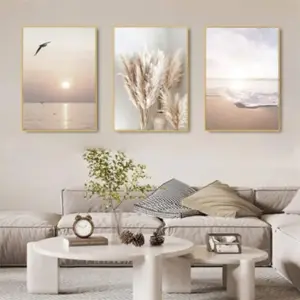 ALAYRA Modern Aesthetic Plant Pictures, Boho Decorative Pictures, Natural Landscape Poster, Abstract Art Deco Poster Set - No Frame (3 Pieces - 30 x 40 cm, Poster 10) 01