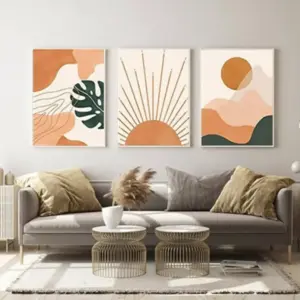 ALAYRA Modern Aesthetic Plant Pictures, Boho Decorative Pictures, Natural Landscape Poster, Abstract Art Deco Poster Set - No Frame (3 Pieces, 30 x 40 cm, Poster-03) 01