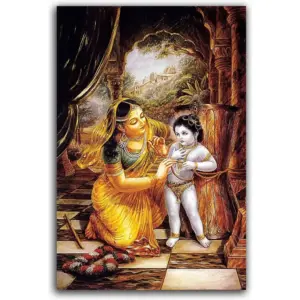 ALAYRA Modern Art Canvas Painting Krishna and Yashoda Abstract Art Unframed Painting for Home dcorSize - 13X9 Inches.o213 01