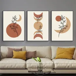 ALAYRA Modern Bohemian Abstract Poster Wall Decoration, Beautiful Botanical Pictures Poster Wall Art, Minimalist Wall Poster Set - Frameless (Wall Picture-06.30 x 40 cm x 3 Pieces) 01