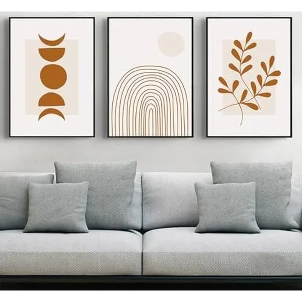 ALAYRA Modern Bohemian Abstract Poster Wall Decoration, Beautiful Botanical Pictures Poster Wall Art, Minimalist Wall Poster Set - Frameless (Wall Picture-09.30 x 40 cm x 3 Pieces) 01 - Image 3