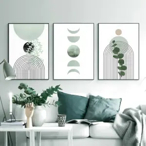 ALAYRA Modern Geometric Line Picture, Abstract Picture Set, Living Room, Bedroom, Poster Wallpaper Art Decoration, Frameless (Wall Picture-12.30 x 40 cm x 3) 01