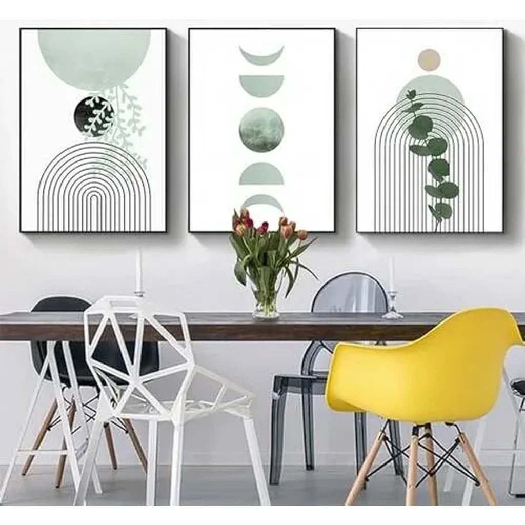 ALAYRA Modern Geometric Line Picture, Abstract Picture Set, Living Room, Bedroom, Poster Wallpaper Art Decoration, Frameless (Wall Picture-12.30 x 40 cm x 3) 01 - Image 3