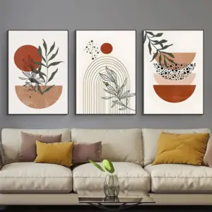 ALAYRA Modern Geometric Line Picture, Abstract Picture Set, Living Room, Bedroom, Poster Wallpaper Art Decoration, Frameless (Wall Picture-13.20 x 30 cm x 3) 01
