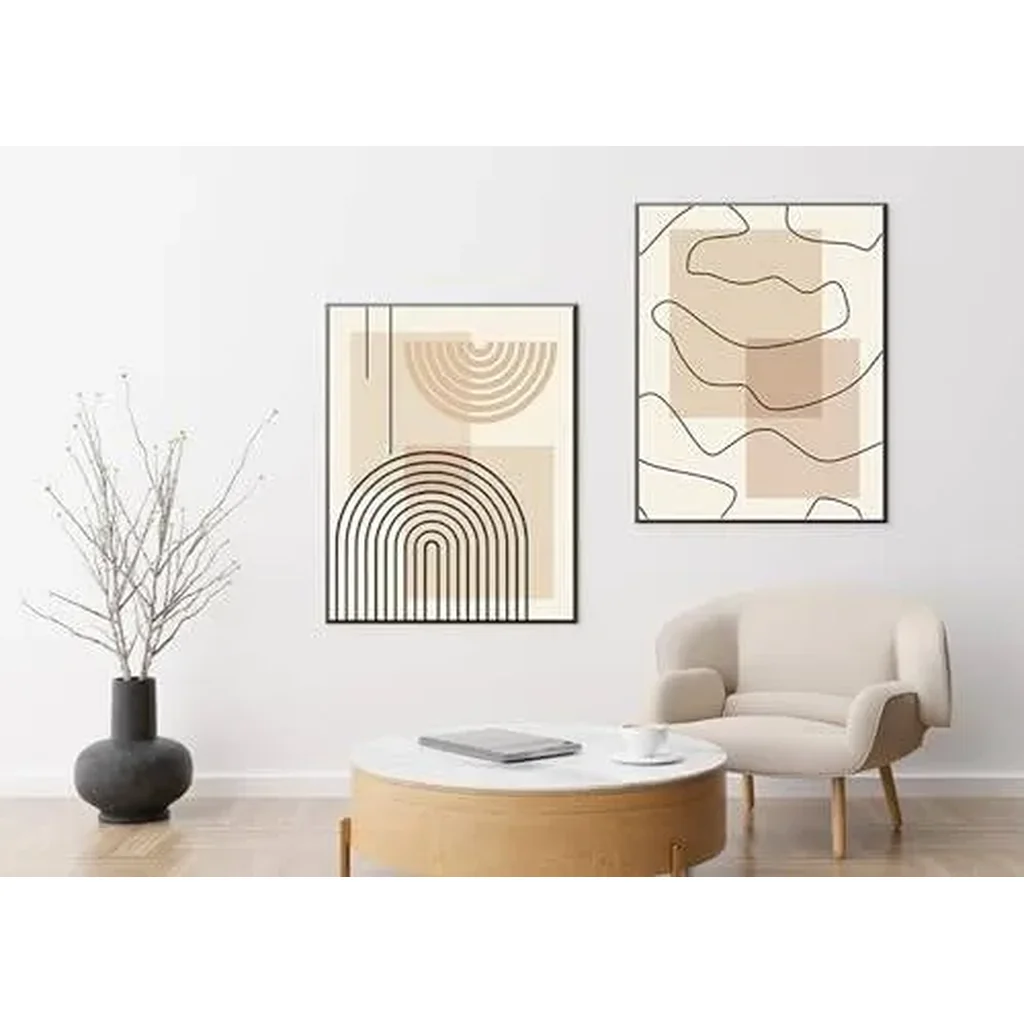 ALAYRA Modern Geometric Line Picture, Abstract Picture Set, Living Room, Bedroom, Poster Wallpaper Art Decoration, Frameless (Wall Picture-7.60 x 90 cm x 3) 01 - Image 3
