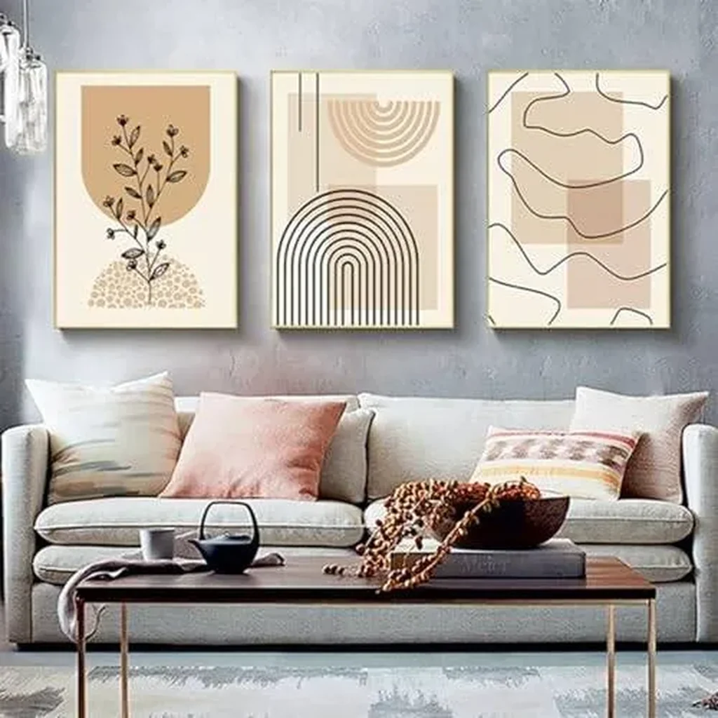 ALAYRA Modern Geometric Line Picture, Abstract Picture Set, Living Room, Bedroom, Poster Wallpaper Art Decoration, Frameless (Wall Picture-7.60 x 90 cm x 3) 01 - Image 4