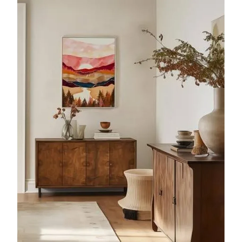 ALAYRA Modern Moon Wall Art Large Bohemian Bathroom Decor for Office Wall Decor for Kitchen, Unframed 24x36 inch, Large Nature Poster, Mountain Posters for Guys, Sun, Fall Art 01 - Image 6