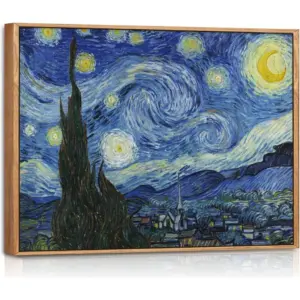 ALAYRA Modern Wall Art Poster with Frame - Van Gogh Starry Night Painting, 40 x 60 cm Premium Picture Set for Wall, Abstract Wall Pictures for Living Room, Wall Decoration for Bedroom 01