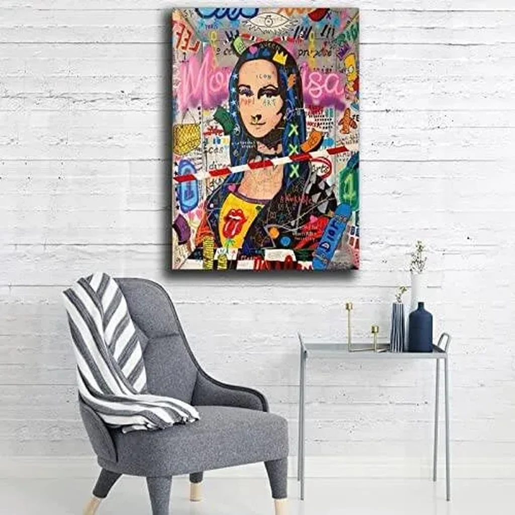 ALAYRA Mona Lisa Modern Graffiti Poster Decorative Painting Canvas Wall Art Living Room Posters Bedroom Painting 12x18inch(30x45cm) 01 - Image 2