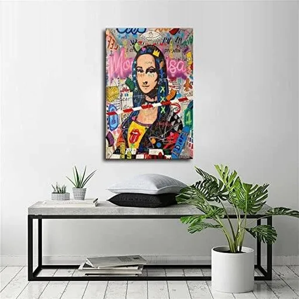 ALAYRA Mona Lisa Modern Graffiti Poster Decorative Painting Canvas Wall Art Living Room Posters Bedroom Painting 12x18inch(30x45cm) 01 - Image 3
