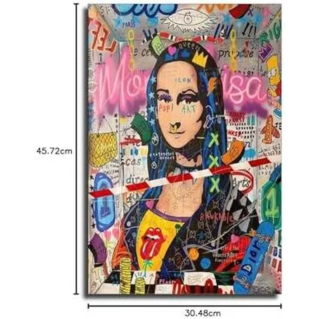 ALAYRA Mona Lisa Modern Graffiti Poster Decorative Painting Canvas Wall Art Living Room Posters Bedroom Painting 12x18inch(30x45cm) 01 - Image 4
