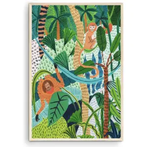 ALAYRA Monkey Print Orangutan Botanical Print Jungle Tropical Botanical Illustration Tropical ArtNursery DecorNursery Wall ArtSafari (Unframed) (11x14) 01