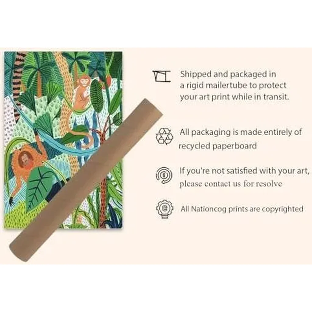 ALAYRA Monkey Print Orangutan Botanical Print Jungle Tropical Botanical Illustration Tropical ArtNursery DecorNursery Wall ArtSafari (Unframed) (12x18) 01 - Image 2