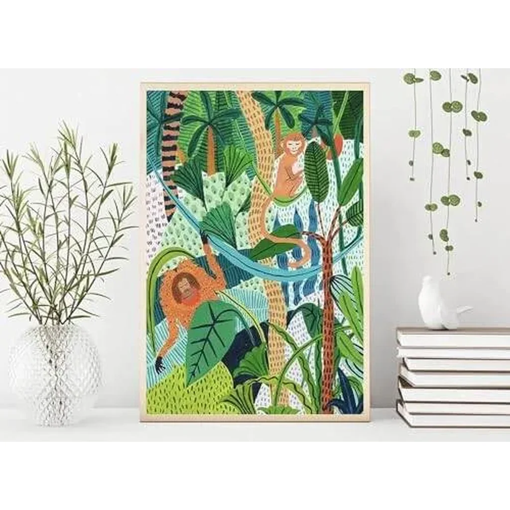 ALAYRA Monkey Print Orangutan Botanical Print Jungle Tropical Botanical Illustration Tropical ArtNursery DecorNursery Wall ArtSafari (Unframed) (12x18) 01 - Image 3