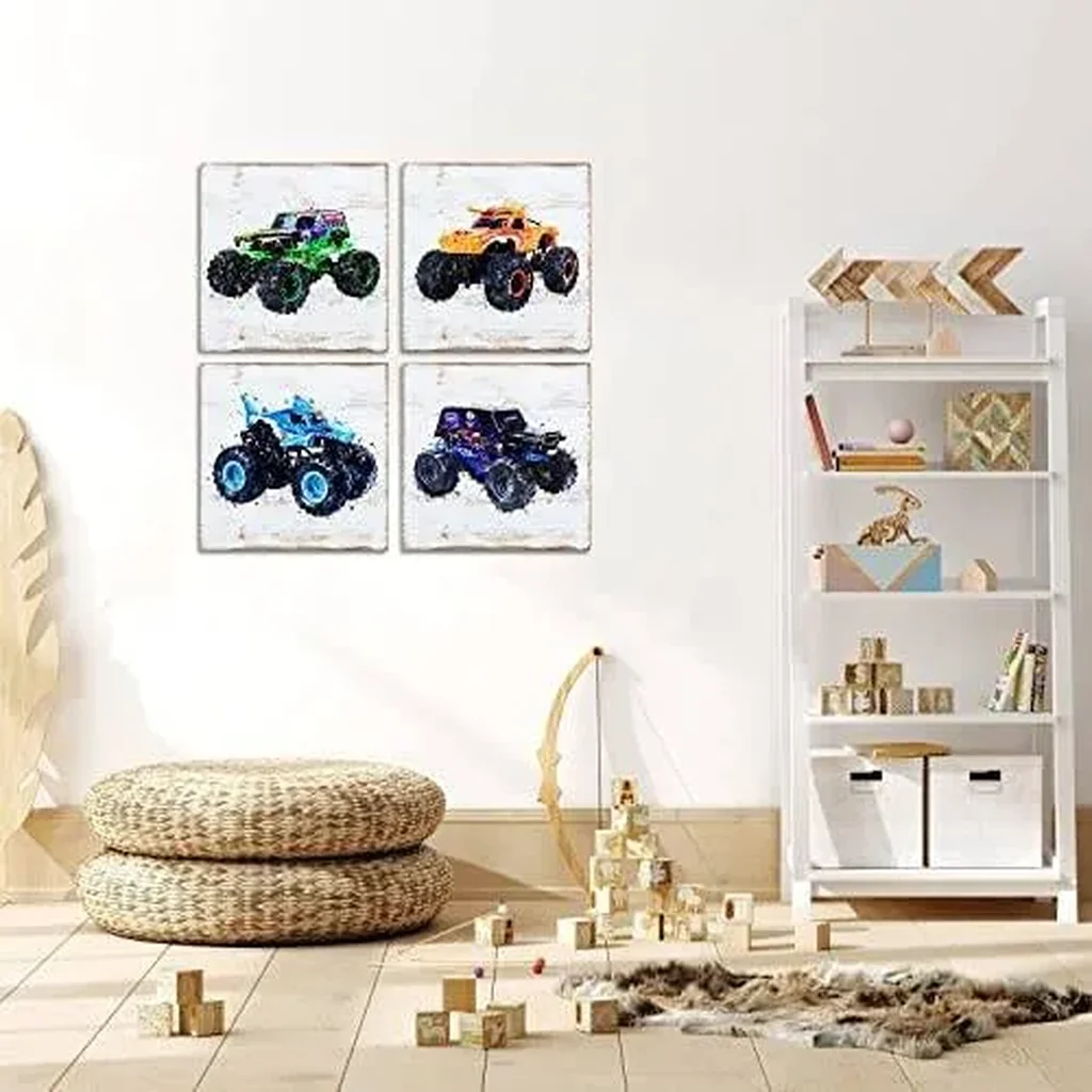 ALAYRA Monster Jam Trucks Posters Wall Art Prints Car Posters for Boys Room 8x10 Set of 6 (Unframed) Kids Cartoon Monster Truck Bedroom Decor Color Racing Vehicle Picture Teens Toddler Baby 01 - Image 3
